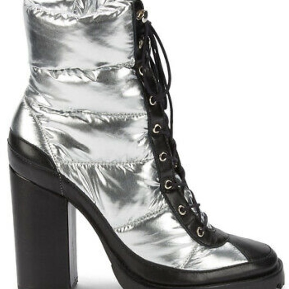 silver lace up boots